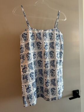 Abercrombie Blue and White Linen skort dress with pockets